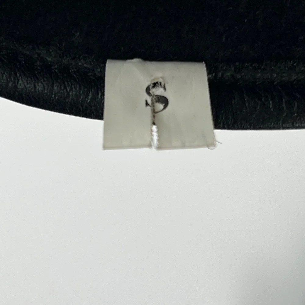 Kombi Womens Small Black Leather Grey Faux Fur Mittens Winter Gloves‎